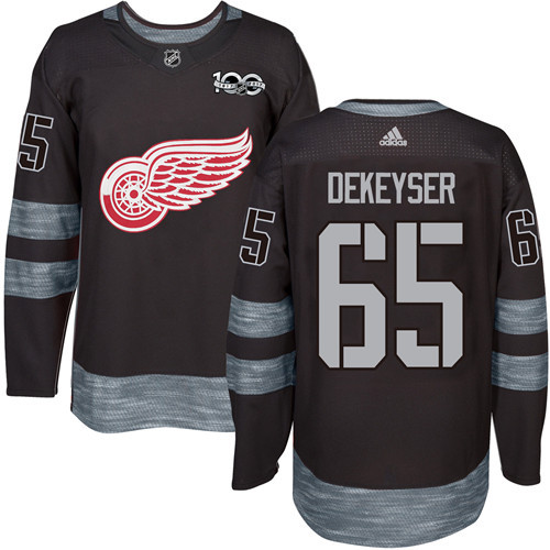 Adidas Red Wings #65 Danny DeKeyser Black 1917-100th Anniversary Stitched NHL Jersey